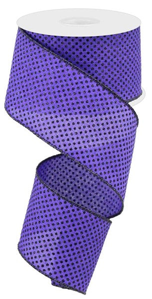 Purple Black Glitter Raised Swiss Polka Dots Wired Ribbon (2.5 Inches x 10 Yards (30 Feet))