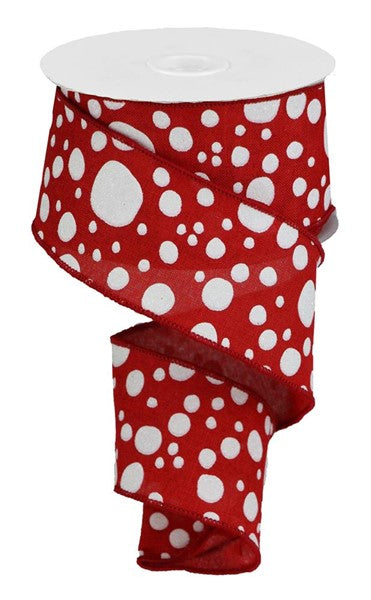 Irregular Dots On Royal Color: Red/White/Silver - 2.5 Inches x 100 Feet (33.3 Yards)