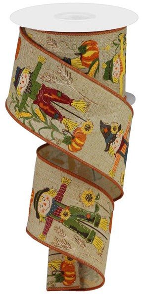 Scarecrow Glitter Ribbon : Brown Fall Autum Ribbon  - 2.5 Inches x 10 Yards (30 Feet)