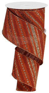 Glitter Diagonal Plaid Fall Thanksgiving Ribbon : Rust, Copper, Burgundy Red (2.5 Inches x 10 Yards (30 Feet))