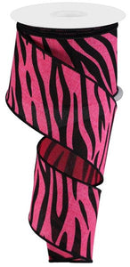 Animals Stripes on Canvas Wired Ribbon : Hot Pink - 2.5 Inches x 10 Yards (30 Feet)