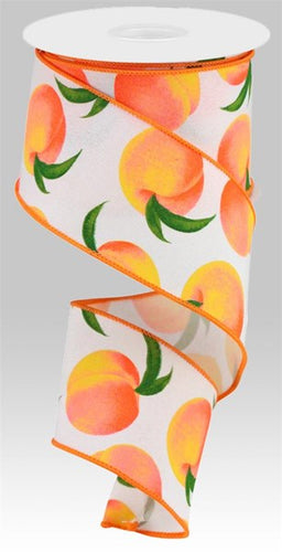 Peaches on Canvas Wired Ribbon : Cream - 2.5 Inches x 10 Yards (30 Feet)