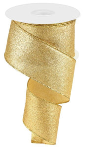 Shimmer Glitter Wired Ribbon : Gold - 2.5 Inches x 10 Yards (30 Feet)