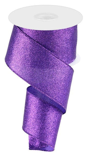 Shimmer Glitter Wired Edge Ribbon : Purple - 2.5 Inches x 10 Yards