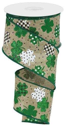 St Patricks Shamrock Ribbon: Light Beige - 2.5 Inches x 10 Yards (30 Feet)