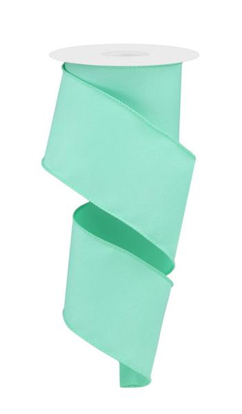 Solid Diagonal Weave Wired Edge Ribbon, 10 Yards (2.5 Inch, Mint Green)