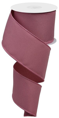 Solid Diagonal Weave Wired Edge Ribbon, 10 Yards (2.5 Inch, Dusty Rose)