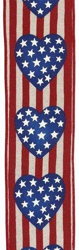 Stars in Heart/Vertical Stripe - 2.5 Inches x 10 Yards (30 Feet)