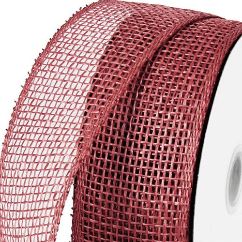 Poly Burlap Mesh Ribbon : Burgundy Red- 2.5 Inches x 20 Yards (60 Feet)