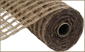 Poly Burlap Check Check Mesh Ribbon : Brown - 10 Inches x 10 Yards (30 Feet)