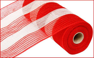 Poly/Faux Jute/Fiber Stripe Color: Red/White - 10.25" x 10yd 