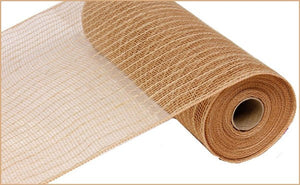 Poly Jute Burlap Mesh Ribbon - Natural Beige - 10.5 Inches x 10 Yards (30 Feet)