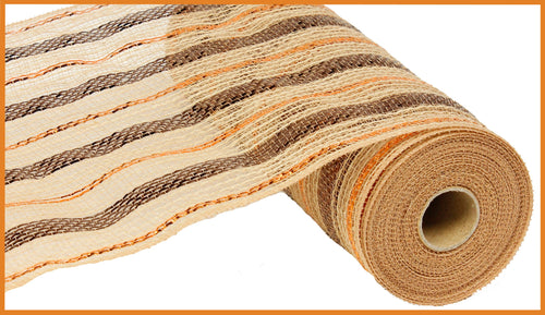 Deco Poly Jute Mesh Ribbon - Metallic Copper, Brown - 10 Inches x 10 Yards (30 Feet)