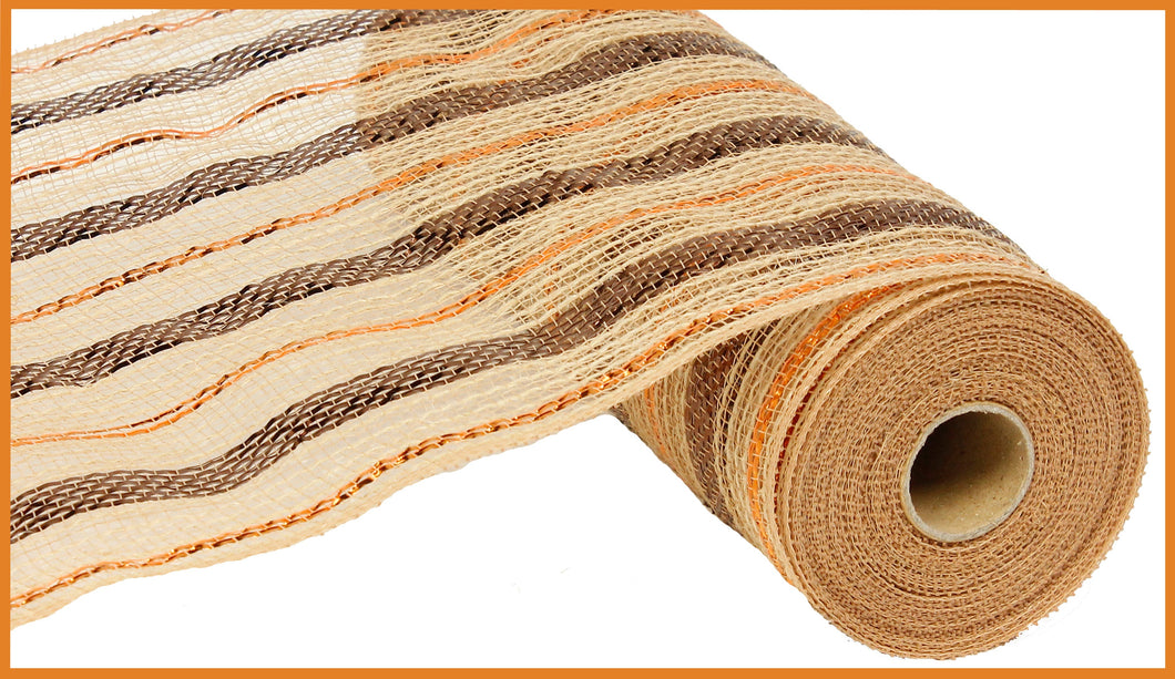 Deco Poly Jute Mesh Ribbon - Metallic Copper, Brown - 10 Inches x 10 Yards (30 Feet)