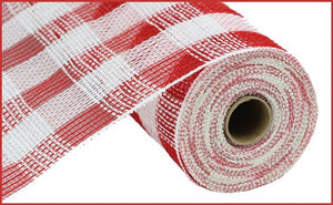 Faux Jute Check Mesh Ribbon: Red & White - 10 Yards Jute Deco Mesh Ribbon Floral Mesh Ribbon 10.5"