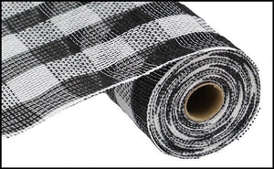 Faux Jute Check Mesh Ribbon: Black & White - 10 Yards Jute Deco Mesh Ribbon Floral Mesh Ribbon 10.5"