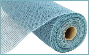 Faux Jute Check Mesh Ribbon : Smoke Blue - 10.25 Inches x 10 Yards (30 Feet Wide)