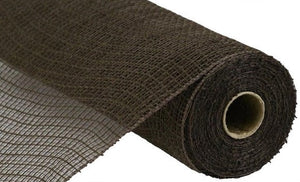 Chocolate Brown Faux Jute Check Mesh Ribbon - 10" x 10 Yards (30 Feet)