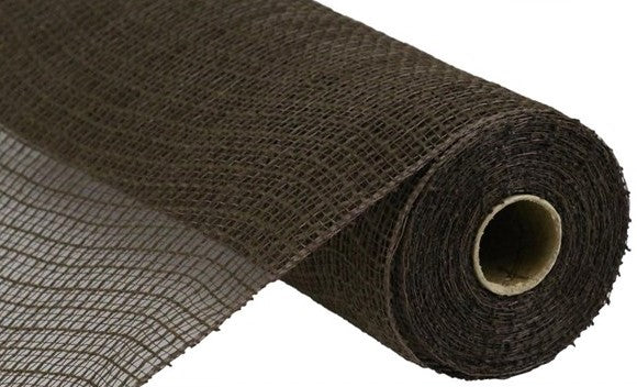 Chocolate Brown Faux Jute Check Mesh Ribbon - 10