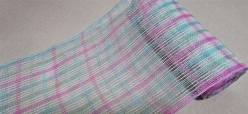 Faux Jute Check Mesh Ribbon : Light Blue, Mint Green, White, Pink - 10.25 Inches x 10 Yards (30 Feet)