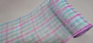 Faux Jute Check Mesh Ribbon : Light Blue, Mint Green, White, Pink - 10.25 Inches x 10 Yards (30 Feet)