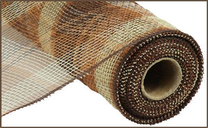 Plaid Deco Poly Mesh Ribbon : Chocolate, Brown, Ivory - 10 Inches x 10 Yards (30 Feet)