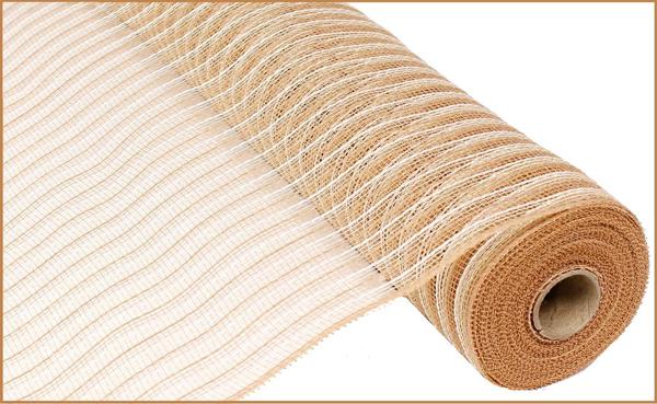 Poly Faux Jute Deco Mesh Ribbon : White Jute - 21 Inches x 10 Yards (30 Feet)