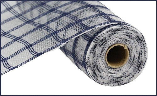 Faux Jute Check Mesh : Navy Blue - 21 Inches x 10 Yards (30 Feet)