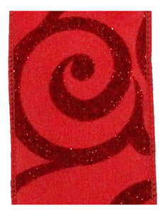 GLITTER SCROLL: RED - 2.5"X50YD 