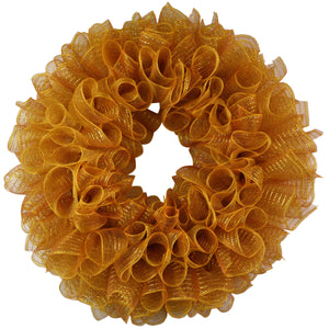 Plain Wreath Base Already Made - Mesh Everyday Wreath to Decorate DIY - Starter Add Bow, Ribbons on Your Own - Premade (Metallic Brown Gold)