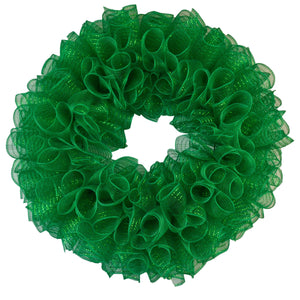 Plain Wreath Base Already Made - Mesh Everyday Wreath to Decorate DIY - Starter Add Bow, Ribbons on Your Own - Premade (Metallic Emerald Green)