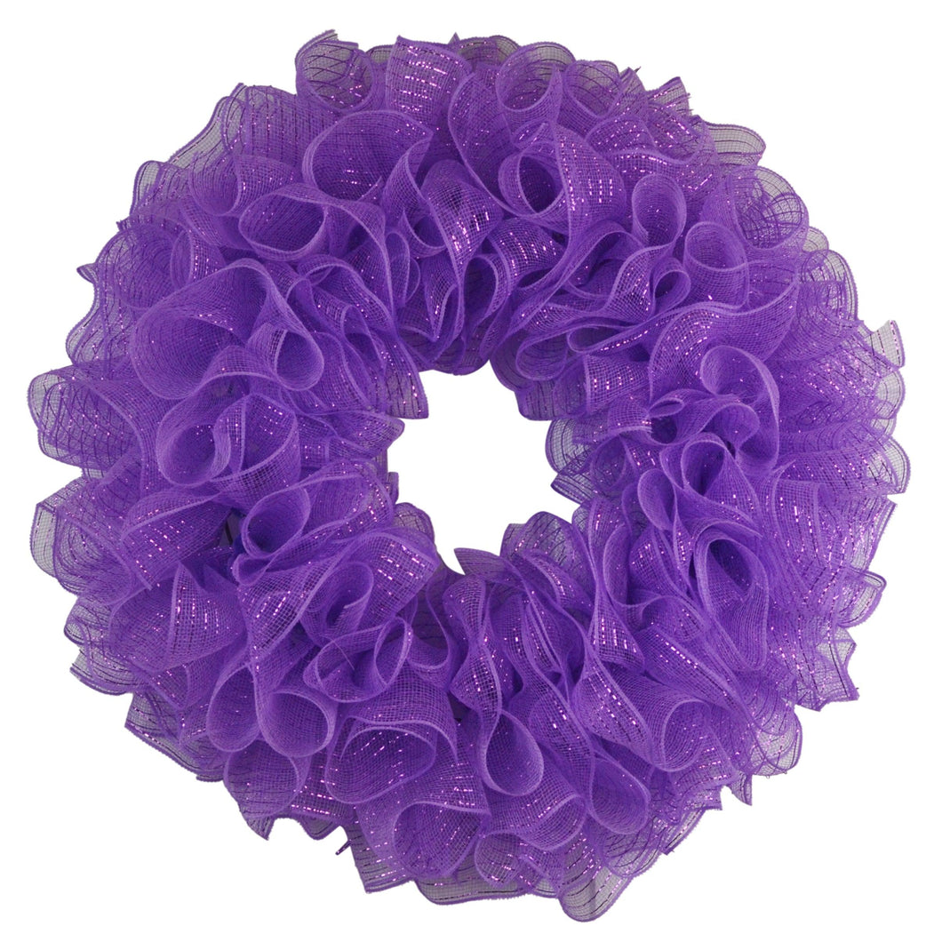 Plain Wreath Base Already Made - Mesh Everyday Wreath to Decorate DIY - Starter Add Bow, Ribbons on Your Own - Premade (Metallic Purple)