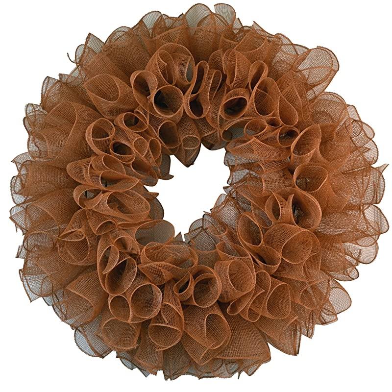 Plain Wreath Base Already Made - Mesh Everyday Wreath to Decorate DIY - Starter Add Bow, Ribbons on Your Own - Premade (Non-Metallic Chocolate Brown)