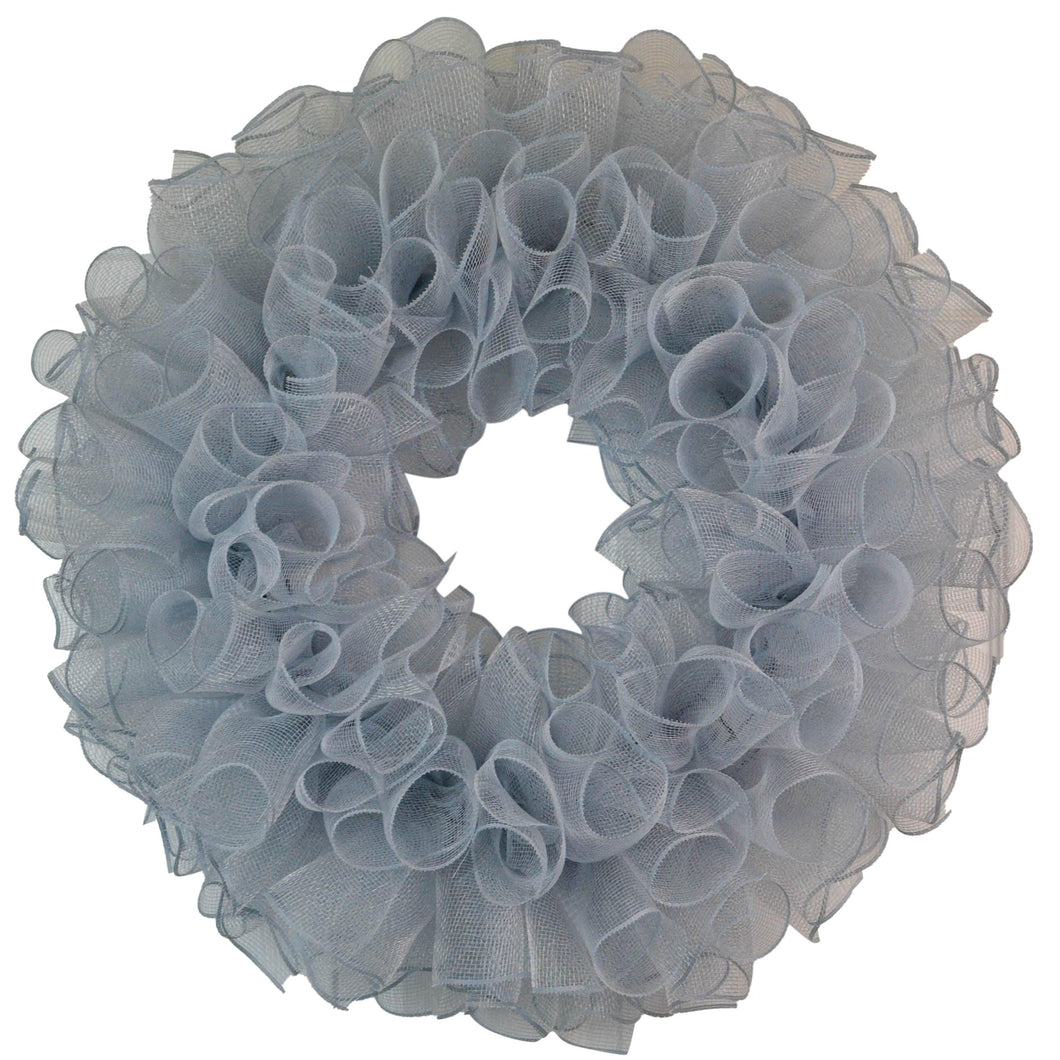 Plain Wreath Base Already Made - Mesh Everyday Wreath to Decorate DIY - Starter Add Bow, Ribbons on Your Own - Premade (Non-Metallic Grey)