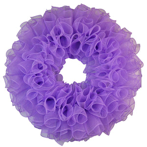 Plain Wreath Base Already Made - Mesh Everyday Wreath to Decorate DIY - Starter Add Bow, Ribbons on Your Own - Premade (Non-Metallic Lavender)