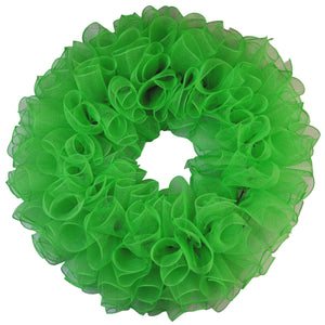 Plain Wreath Base Already Made - Mesh Everyday Wreath to Decorate DIY - Starter Add Bow, Ribbons on Your Own - Premade (Non-Metallic Lime Green)