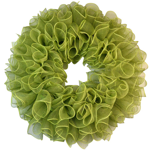 Plain Wreath Base Already Made - Mesh Everyday Wreath to Decorate DIY - Starter Add Bow, Ribbons on Your Own - Premade (Non-Metallic Moss Green)