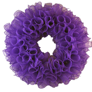 Plain Wreath Base Already Made - Mesh Everyday Wreath to Decorate DIY - Starter Add Bow, Ribbons on Your Own - Premade (Non-Metallic Purple)