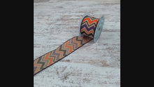 Load and play video in Gallery viewer, Purple, Orange, Black Chevron Wire Edged Ribbon - Cross Royal Burlap - 2.5&quot; x 10 Yards
