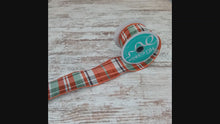 Load and play video in Gallery viewer, Plaid Faux Dupioni Wired Ribbon : Orange, Rust, Sage, Cream, Brown - 2.5 Inches x 10 Yards (30 Feet)
