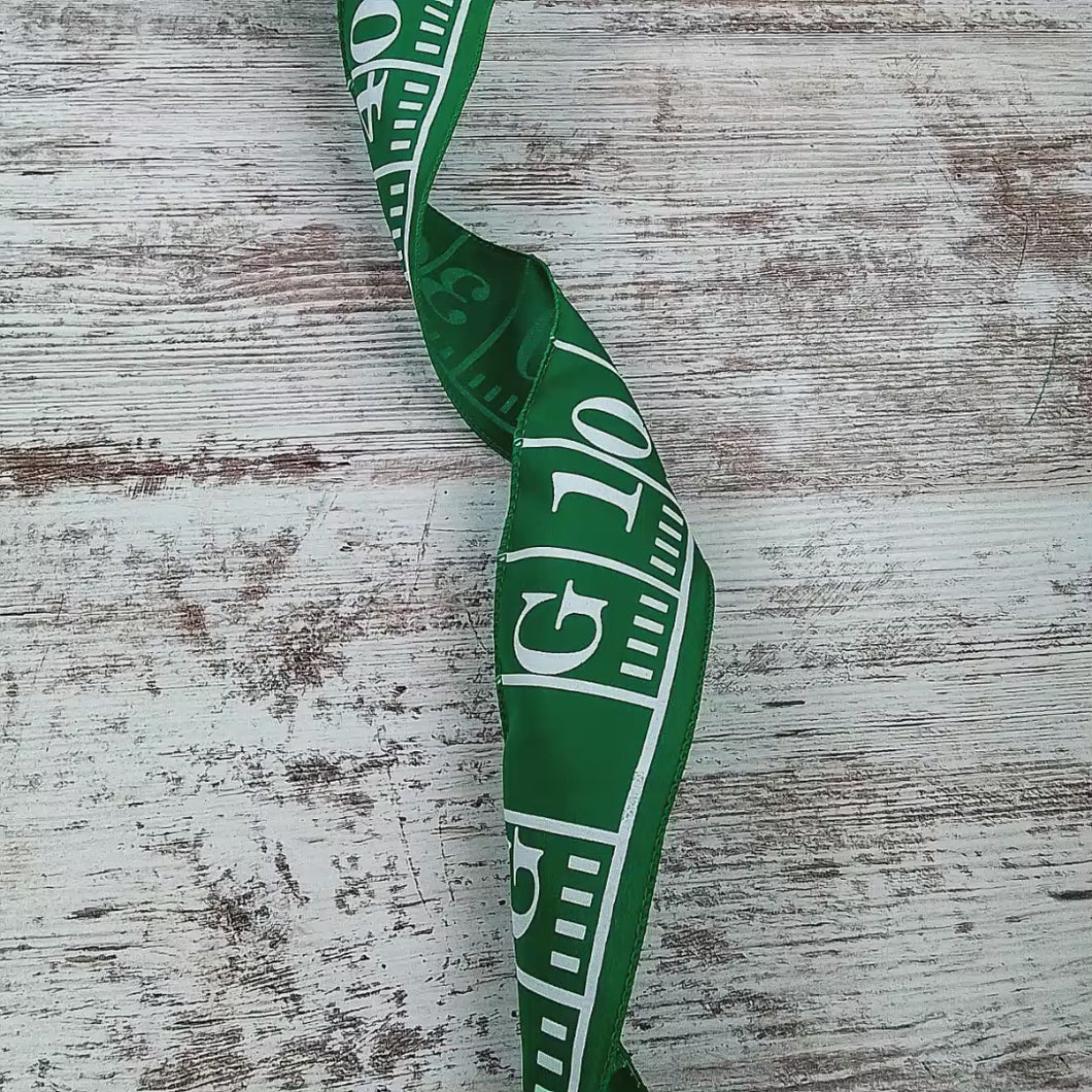 Football Wired Ribbon Green and White - 2.5 Inches x 10 Yards (30 Feet)