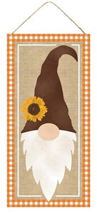 Fall Gnome Wooden Sign : White Orange Beige Brown - 12.5 inches x 6 inches
