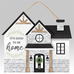 Good to Be Home Farmhouse Wooden Sign : Grey Gray Black White Tan Beige Green - 11.25 Inches x 9.75 Inches