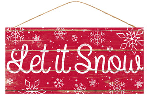 Let it Snow Wooden Sign : Red White