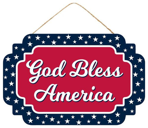 God Bless America Wooden Sign : Red White Blue - 12.5 inches x 8 inches 