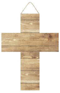 Cross Wooden Sign: Light Brown - 14 Inches x 10.5 Inches