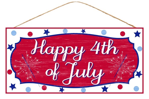 Happy 4th of July Wooden Sign - 12 Inches x 12 Inches