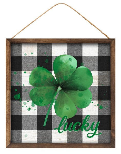 Lucky Shamrock Wooden Sign - 10 Inches x 10 Inches