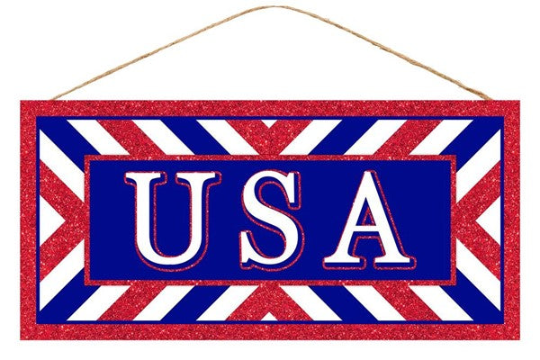USA Glitter Sign - 12.5 Inches x 6 Inches 