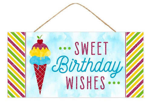 Birthday Wishes Glitter Sign: 12.5 Inches x 6 Inches